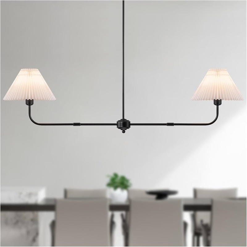 Linear Chandelier with Rectangular White Shades and Brushed Gold Finish