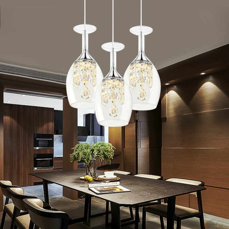 Linear Chandelier with Wine Glass Shades for Industrial Rustic Dining