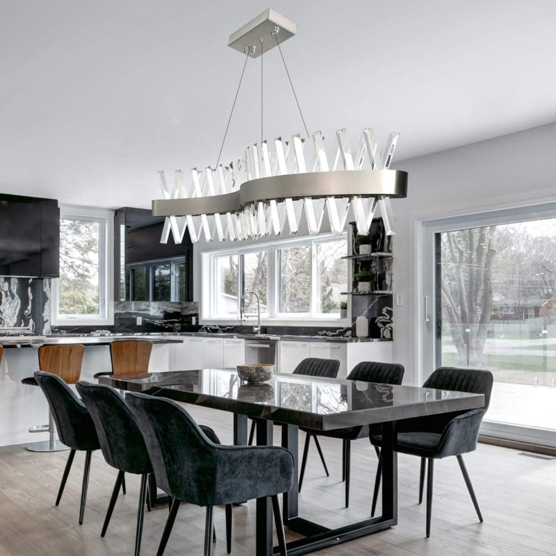 Linear Crystal Chandelier with 40-Inch Polished Finish Form