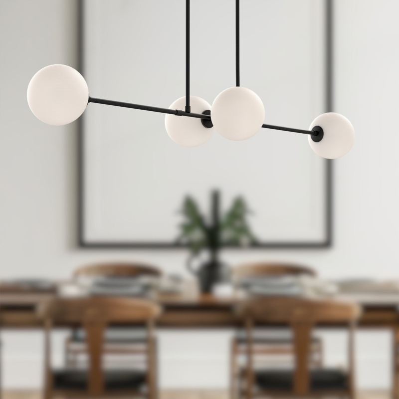 Linear Pendant Frosted Glass Globes Minimalist Modern Fixture