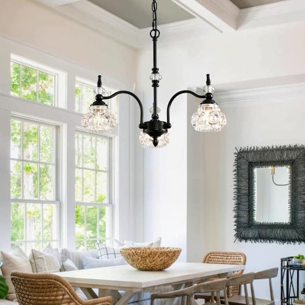 Linear Pendant Light Matte Black Textured Glass Industrial Style