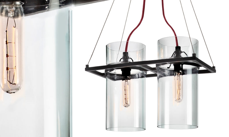 Linear Pendant Light Square Ring Frames 2-Light Satin Finish Sleek LED