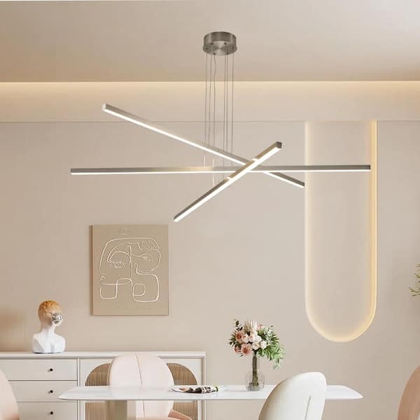Linear Pendant Light Three-Light Chrome Clear Glass Shades