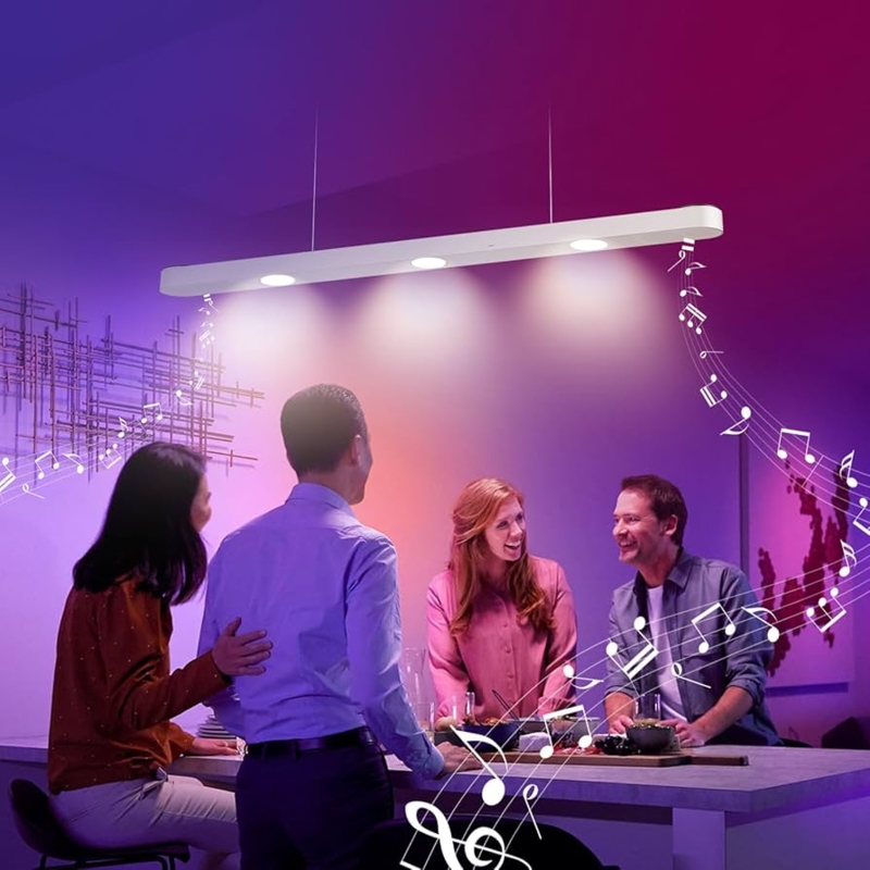 Linear Pendant Light with Integrated Bluetooth Speakers Gold