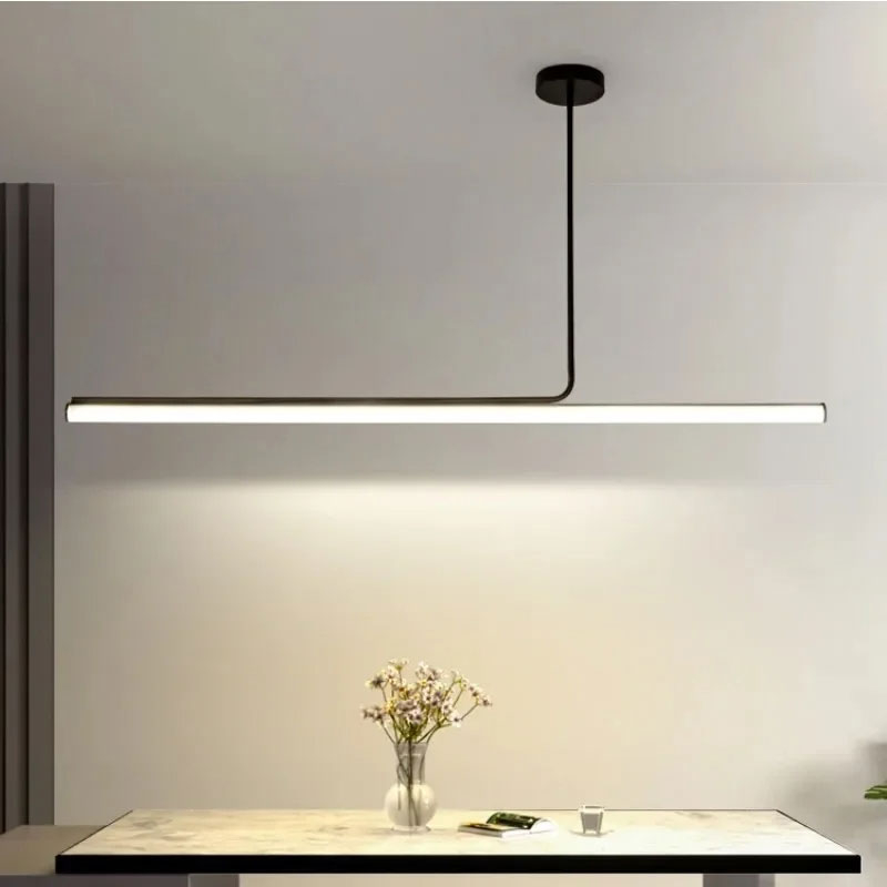 Linear Pendant Light: Wood-Toned Finish, Ultra Slim Profile, Modern Design