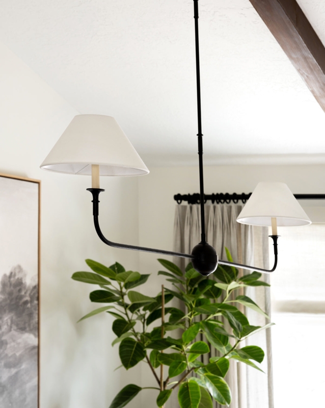 Linear Pendant: Two Light Design, High Contrast, Transitional Farmhouse