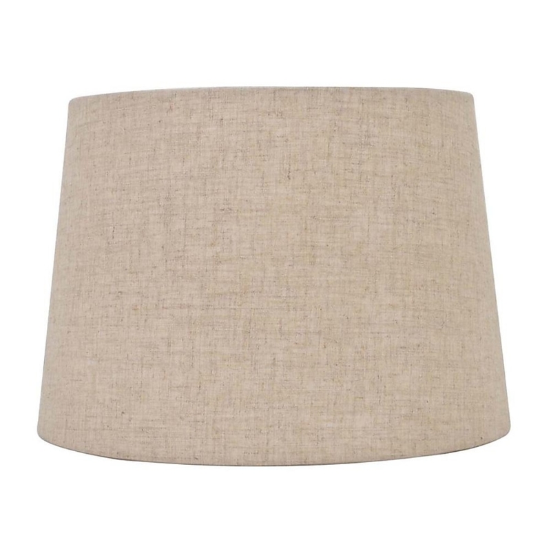Linen Drum Lamp Shade Vertical Piping Detail Transitional Style