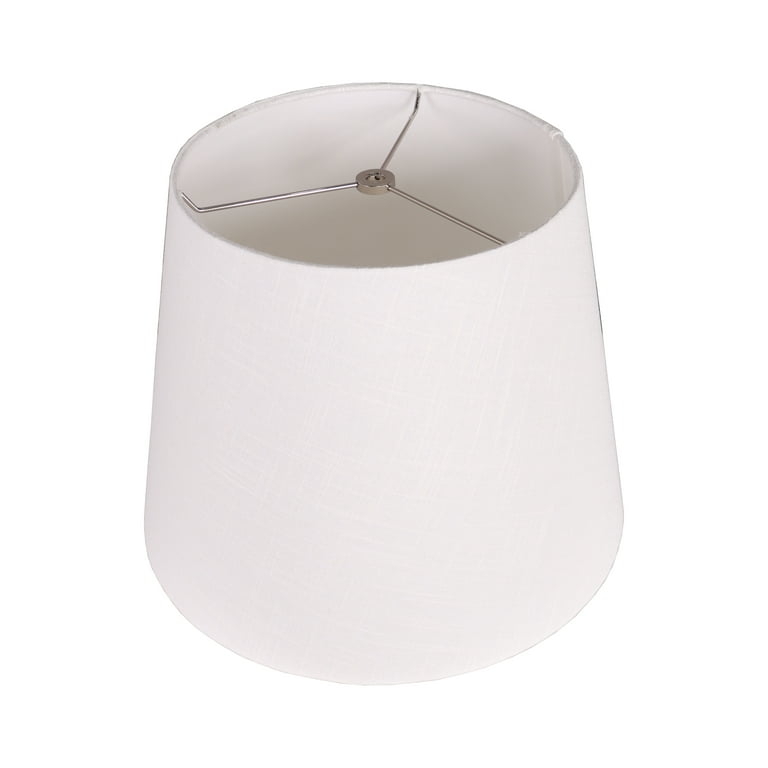 Linen-Like Drum Lampshade, Tall Profile with Rolled Edges in White.