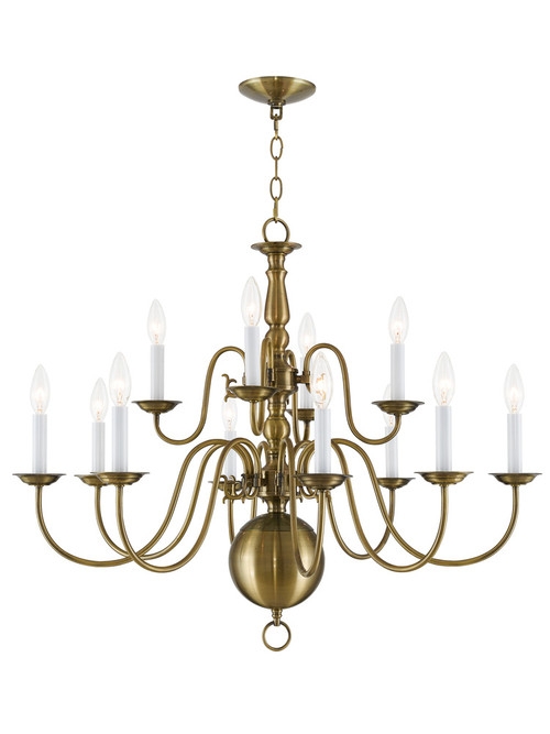 Livex Lighting - 5014-01 - 12 Light Chandelier - Williamsburgh - Antique Brass