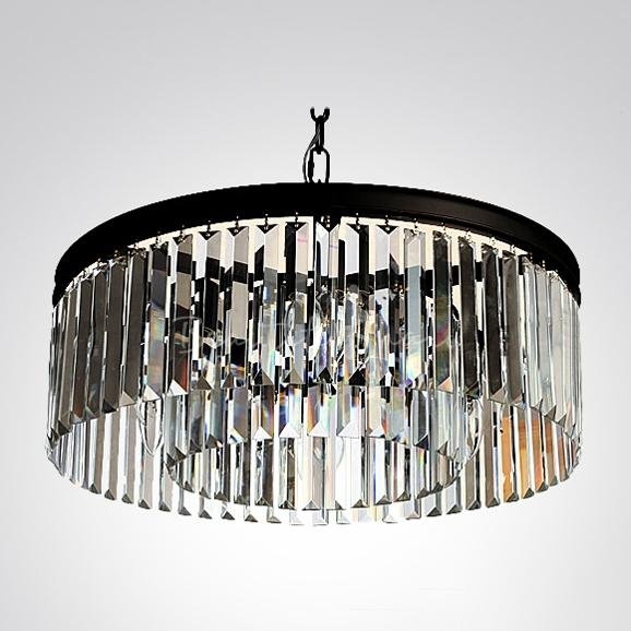 Luxury Crystal Fringe Pendant Chandelier, Large Polished Nickel Frame.