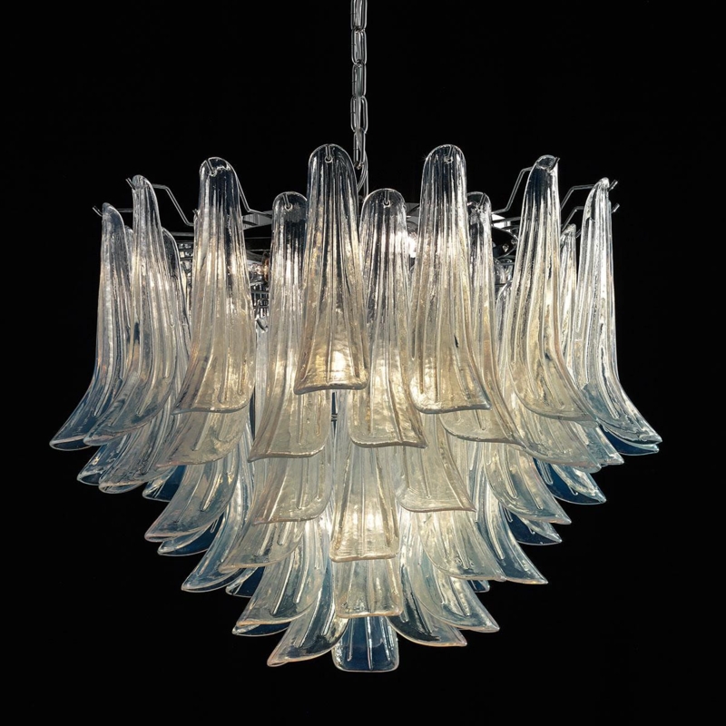 Luxury Murano Glass Chandelier Ribbed Prisms Multi Tier Art Deco