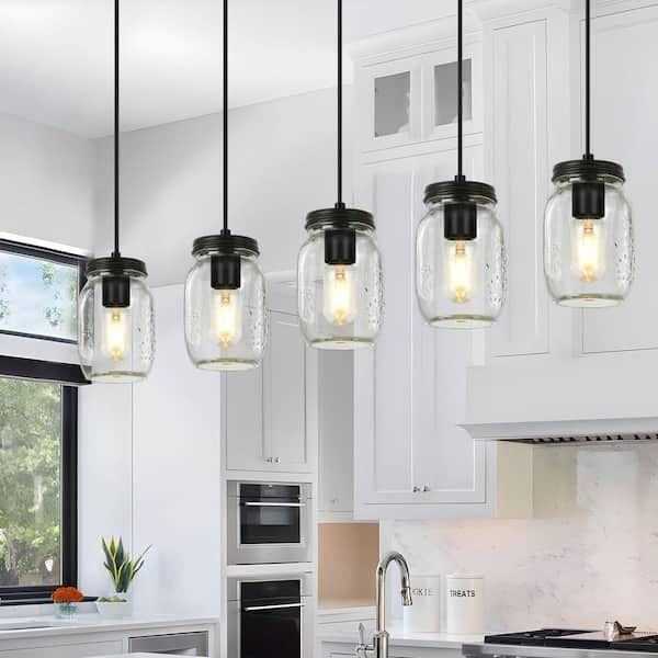 Mason Jar Pendant Light Linear Five Light Farmhouse Rustic Industrial.