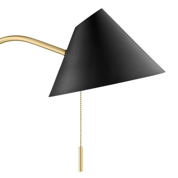 Matte Black Arc Floor Lamp with Metal Dome Shade and Pull Chain