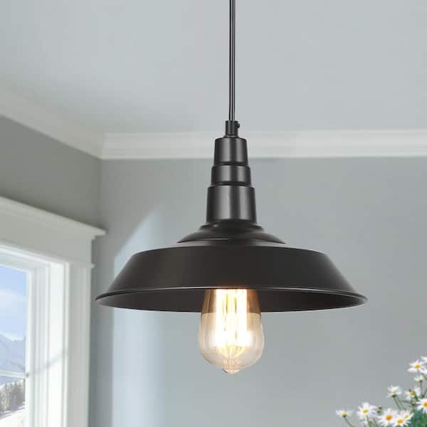 Matte Black Barn Pendant Light White Reflector Interior Vintage Farmhouse