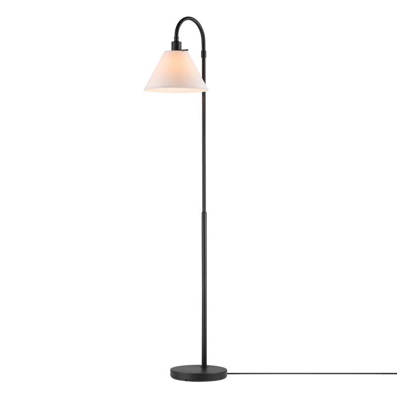 Matte Black Floor Lamp Modern with White Drum Shade