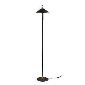 Matte Black Floor Lamp with Cylindrical Shade and Dual Pull Chains