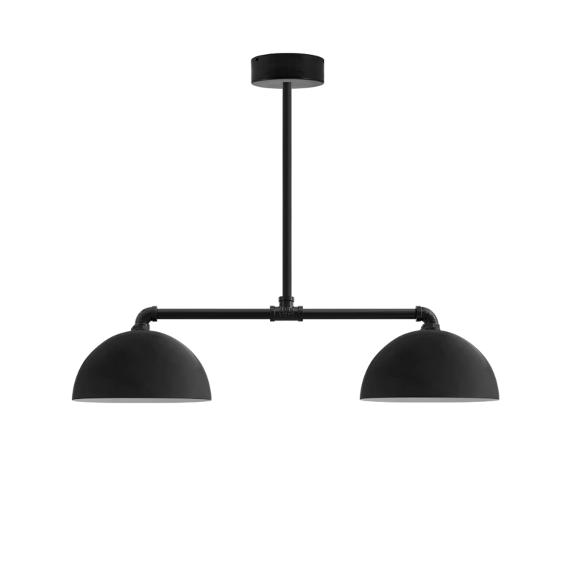 Matte Black Linear Chandelier with Industrial Flared Metal Shades