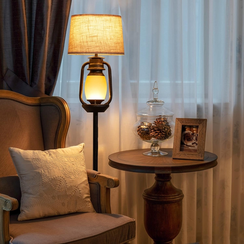 Mesh Cage Floor Lamp Night Light Integrated Shelf Industrial Black
