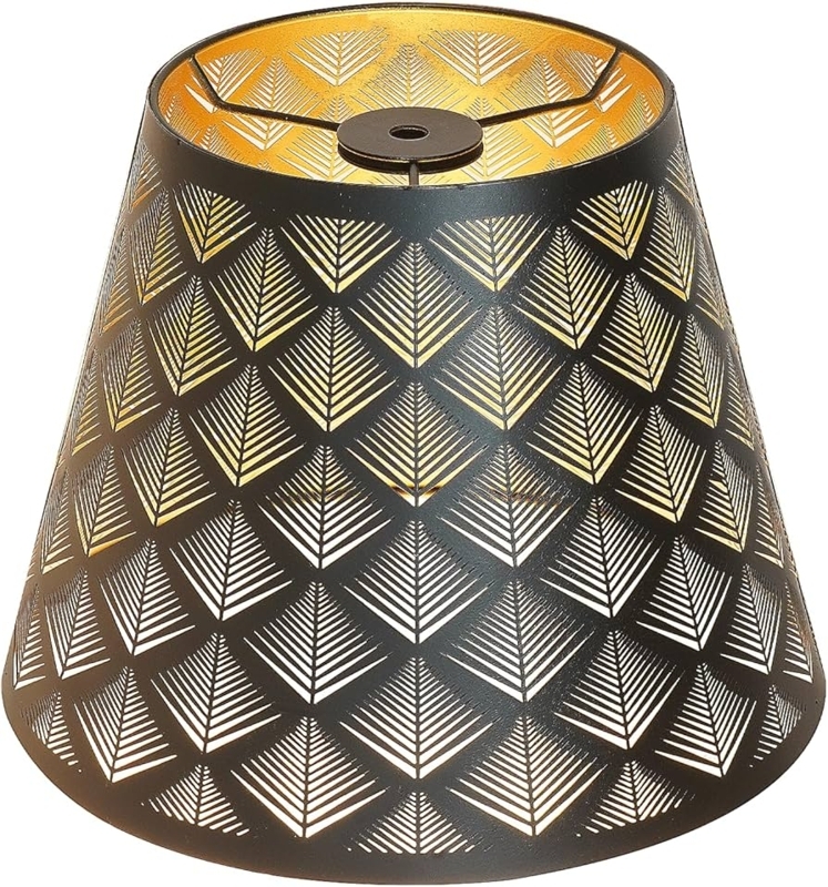 Metal Lamp Shades Etched Arrow Pattern Black Gold Interior