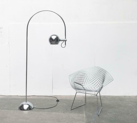 Mid-Century Arc Floor Lamp: Space Age Chrome & Spherical Shade