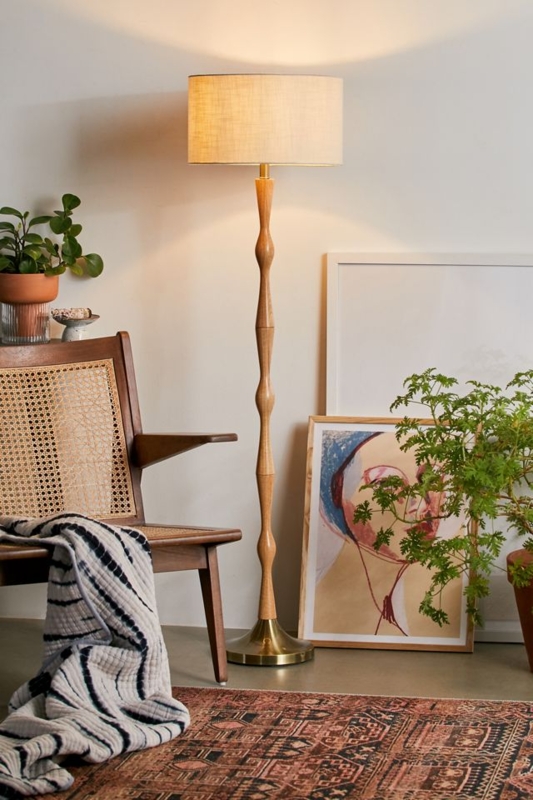 Mid-Century Arched Floor Lamp with Black Finish and Globe Shade