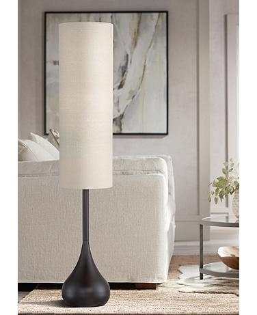 Mid-Century Bronze Floor Lamp with Sculptural Teardrop Accents