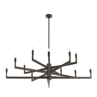 Mid-Century Chandelier: Brass with Upright Frosted Glass Cylinders