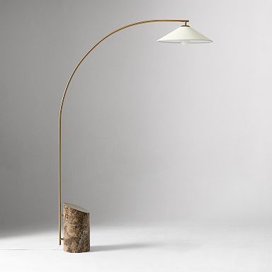Mid-Century Dual Globe Floor Lamp with Speckled Stone Base