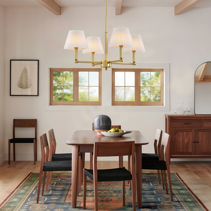 Mid-Century Modern Chandelier: Angular Frame and Tapered Shades