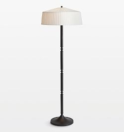 Mid-Century Modern Floor Lamp, White Drum Shade