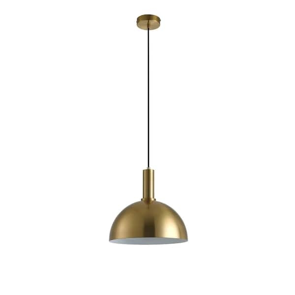 Mid-Century Modern Pendant Light Brushed Finish Dome Shade