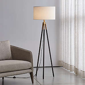 Mid-Century Modern Tripod Floor Lamp: Brass and Bronze Finish