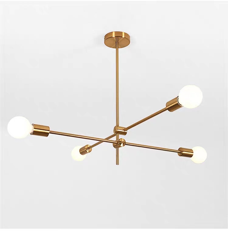 Mid-Century Sputnik Chandelier With Six Adjustable Gold-Toned Arms