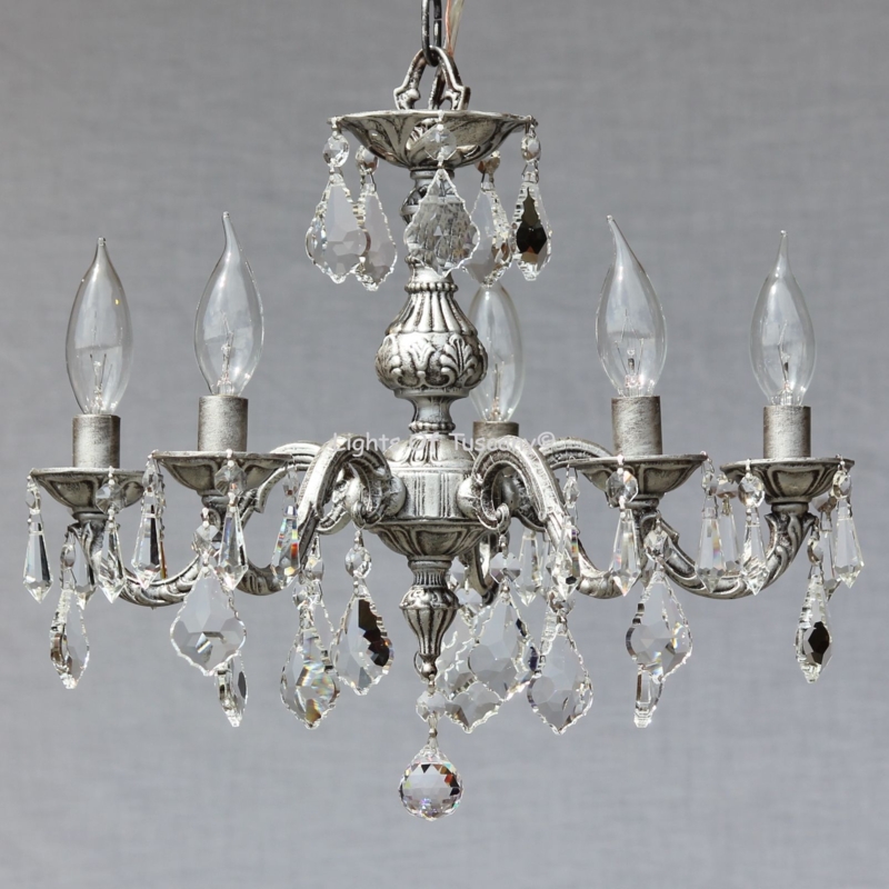 Mini Chandelier: Traditional Antique Brass with Crystal Droplets