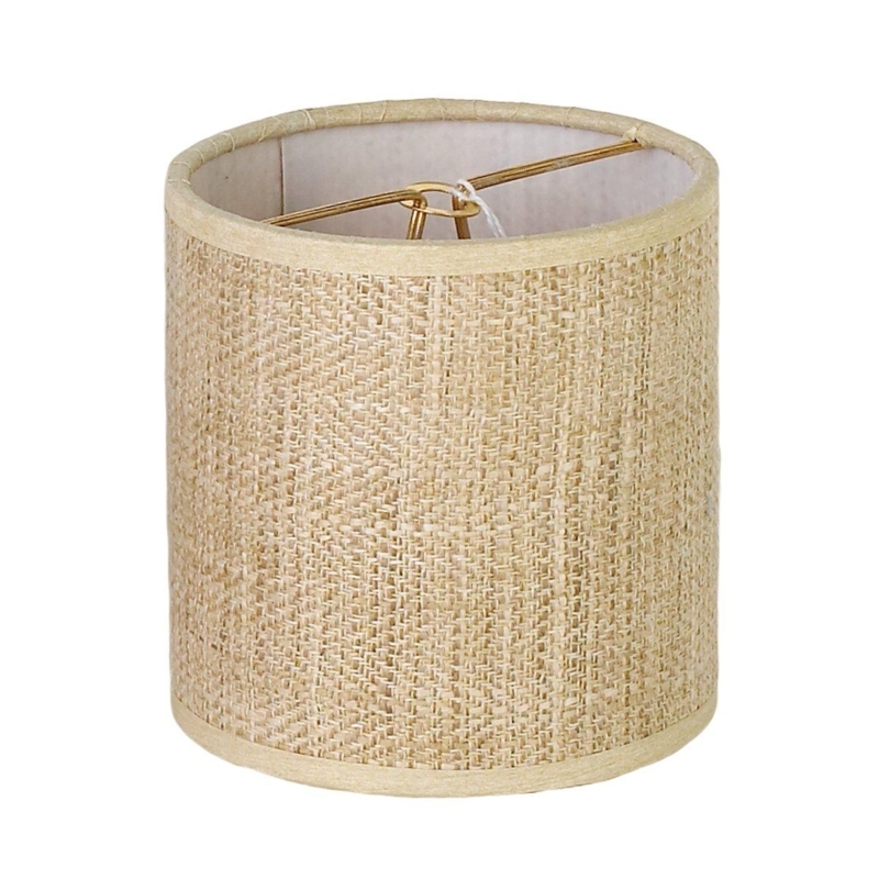 Mini Drum Chandelier Shade in Grey Tweed Fabric