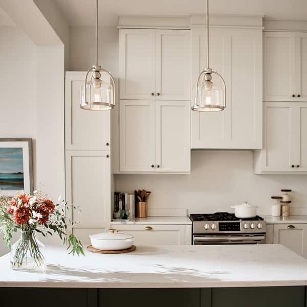 Mini Pendant Brushed Nickel Clear Glass Cylinder Transitional Fixture