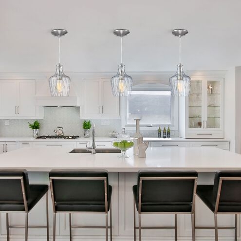 Mini Pendant Light Clear Cylinder Shade Cord Suspension Brushed Nickel