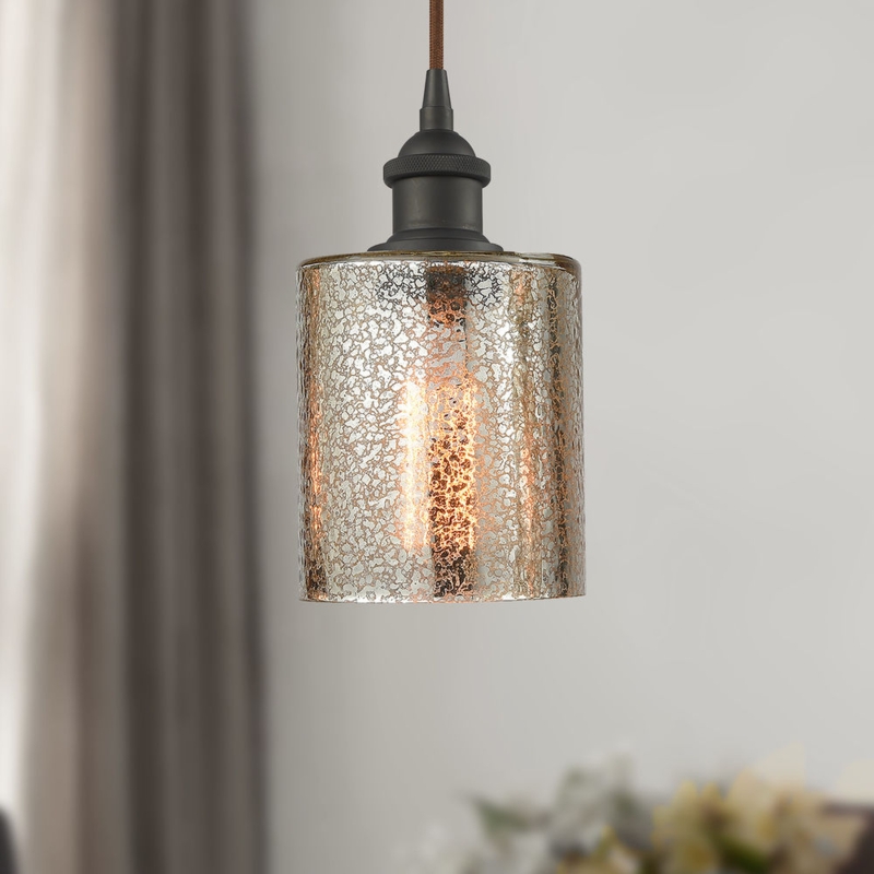 Mini Pendant Light, Cylindrical Glass Shade, Edison Bulb