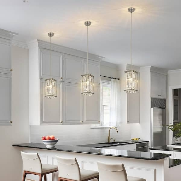 Mini Pendant Light Faceted Crystals Cylindrical Shade Modern Glam