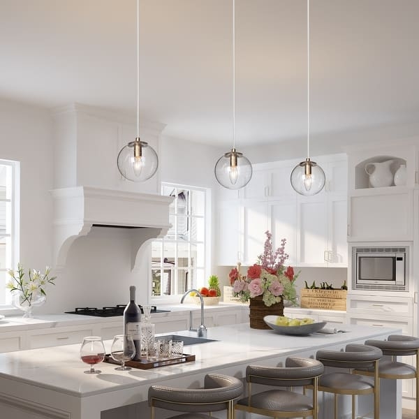 Mini Pendant Light Gold Hardware, Clear Glass Globe Cord Hung