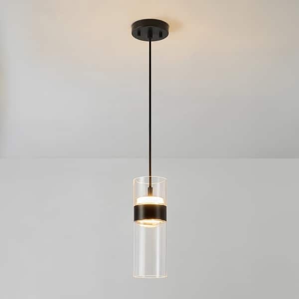 Mini Pendant Light Integrated LED Matte Black Clear Cylinder