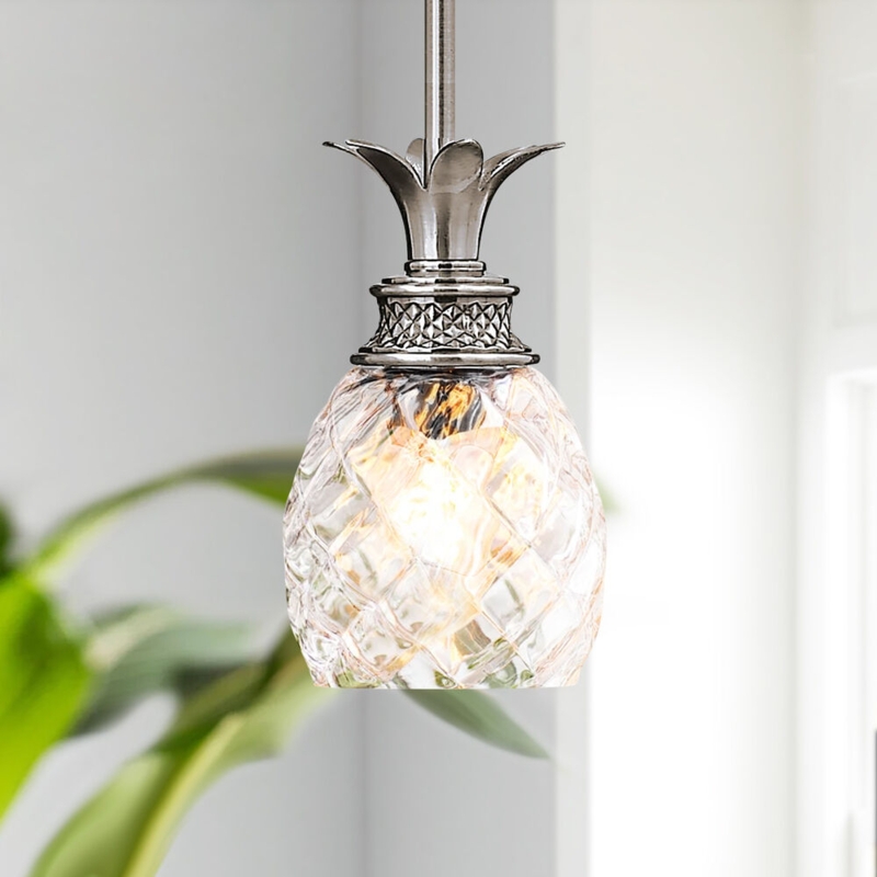 Mini Pendant Light Pineapple Silhouette Diamond Cut Glass Fixture