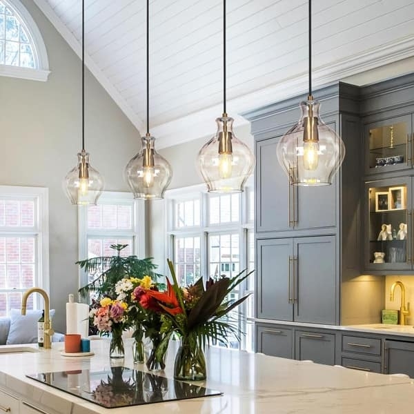 Mini Pendant Light Polished Brass Fluted Glass Bell Mid-Century Chic