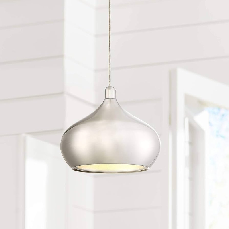 Mini Pendant Light Satin Nickel Bell Shade Industrial Kitchen Island