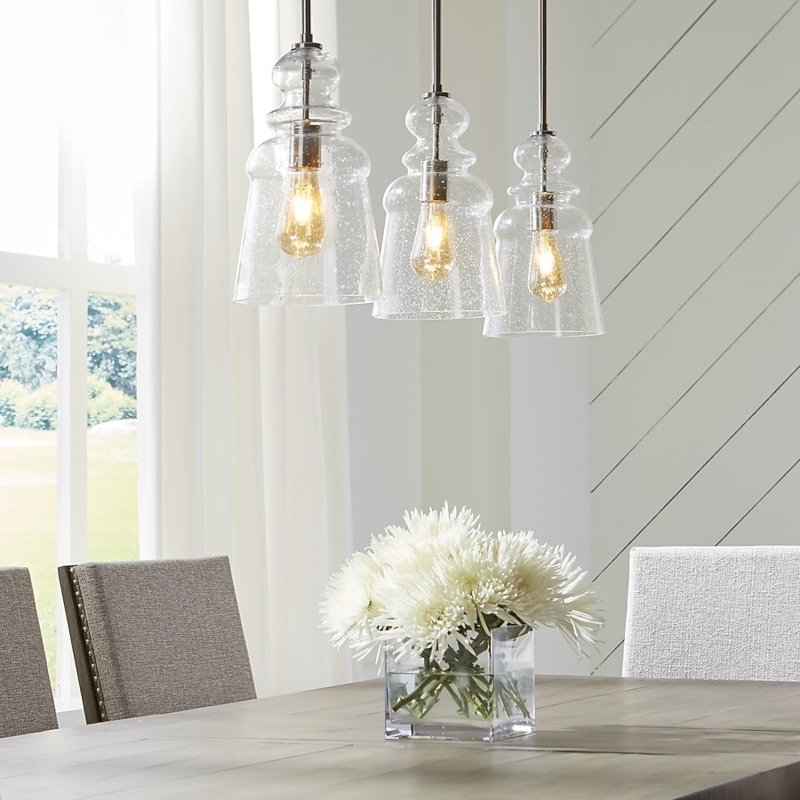 Mini Pendant Light: Seeded Glass Jar Silhouette, Brushed Nickel