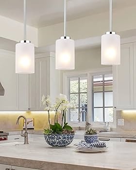 Mini Pendant Set Frosted Glass Dome Shades Brushed Nickel Fixtures