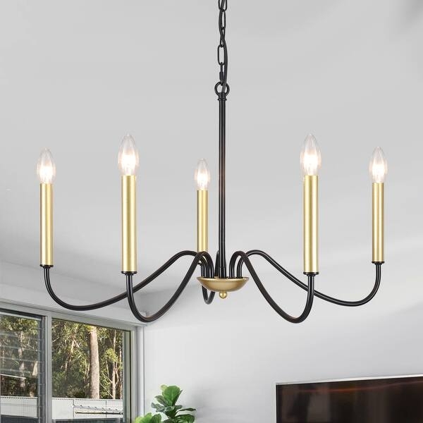 Minimalist Chandelier with Open Frame and Swooping Arms
