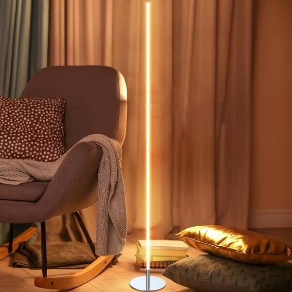 Minimalist Dual Light Floor Lamp Polished Chrome Curved Bars LED