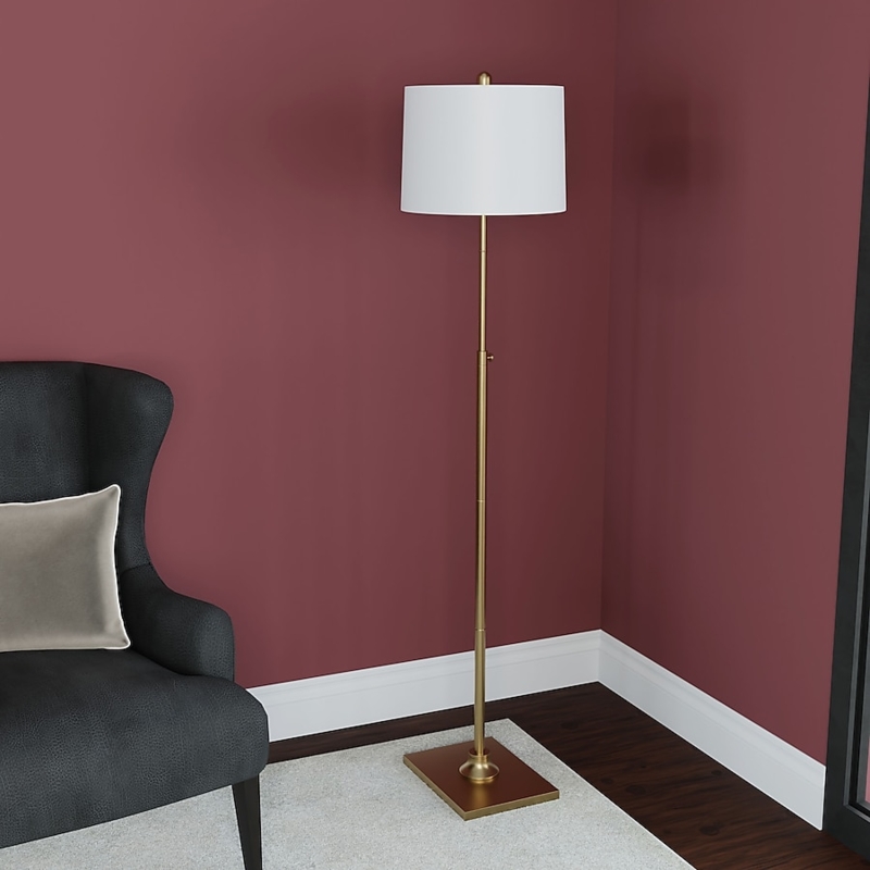 Minimalist Floor Lamp Slim Profile Linen Drum Shade