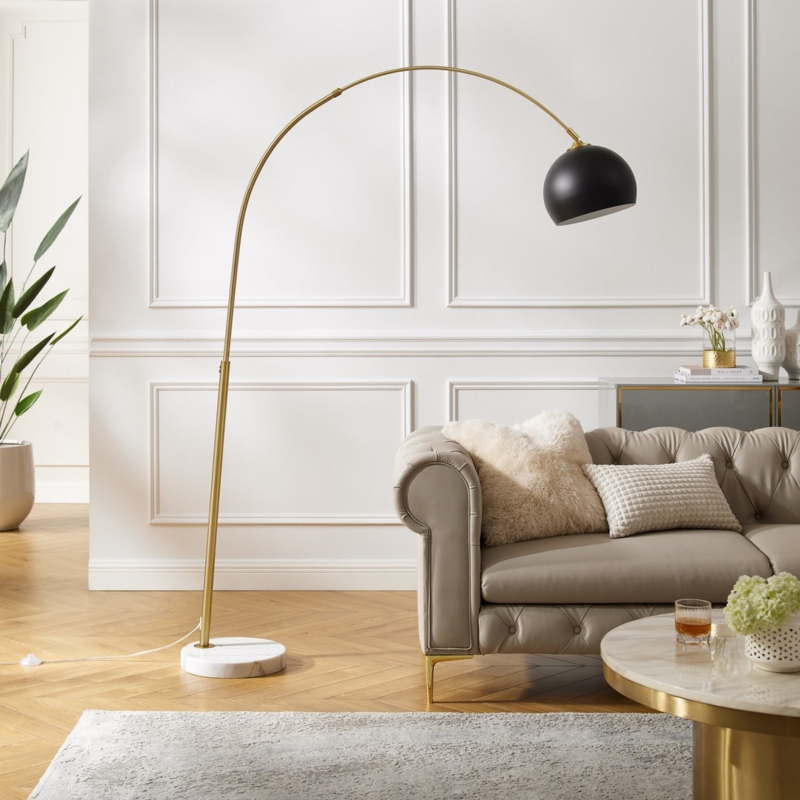 Minimalist Floor Lamp with Polished Stainless Steel Finish and Disk Shade